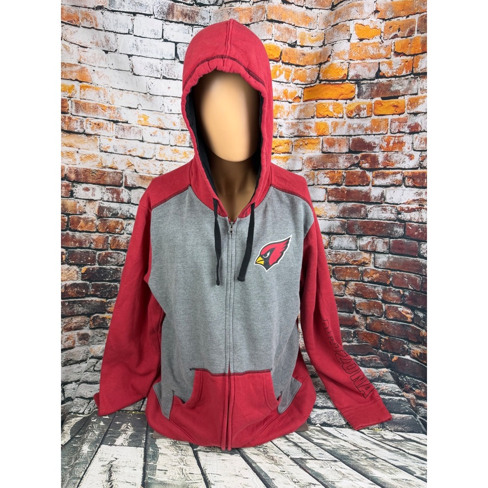 Fanatics Arizona Cardinals Full Zip Hoodie Mens XL Red Grey NFL Fleece Jacket